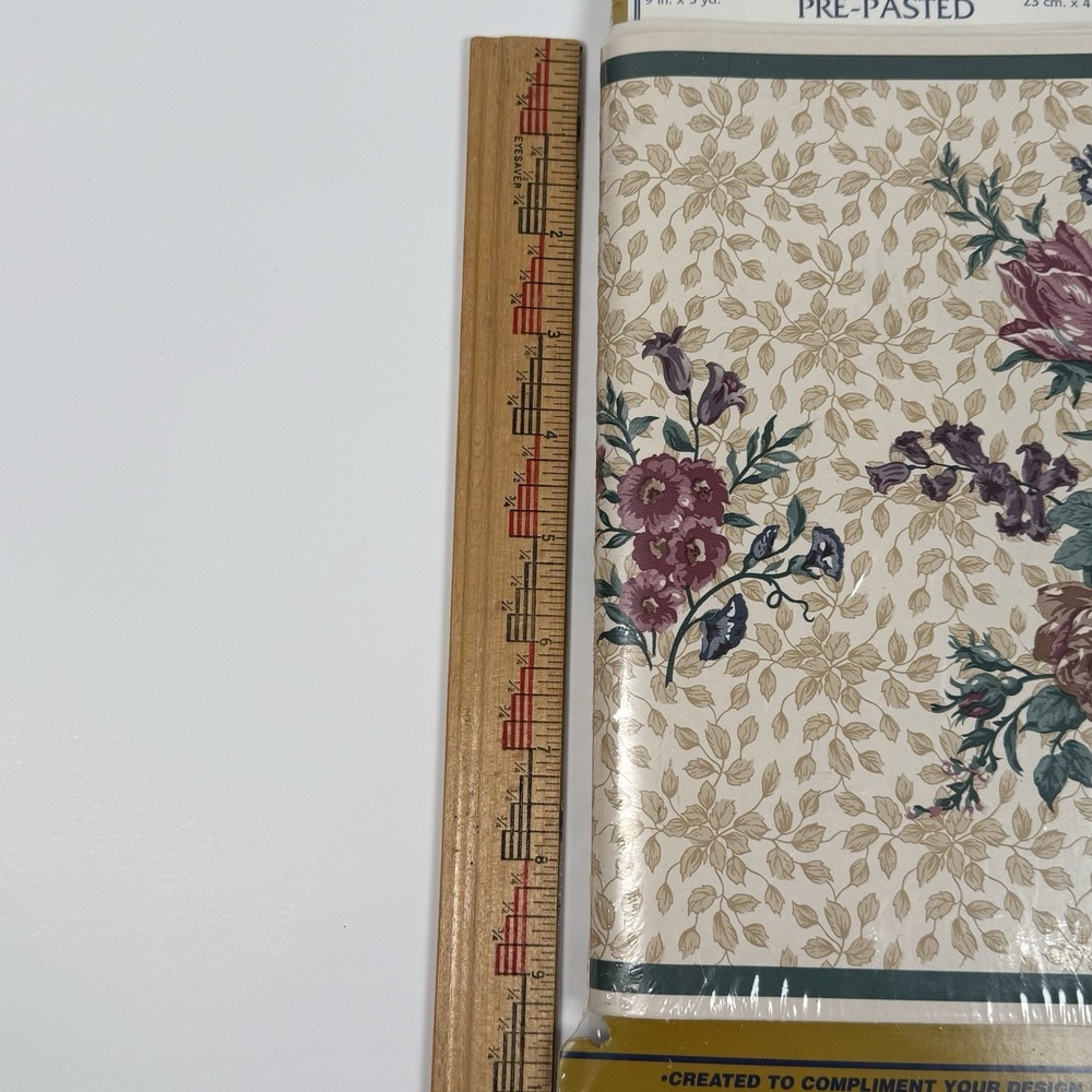 Domestications Wallpaper Border 9 Inch 5 Yards Pre-Pasted Heirloom Floral Flower - Picture 3 of 6
